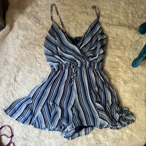 Blue Chiffon Flowey Romper - Picture 1 of 4